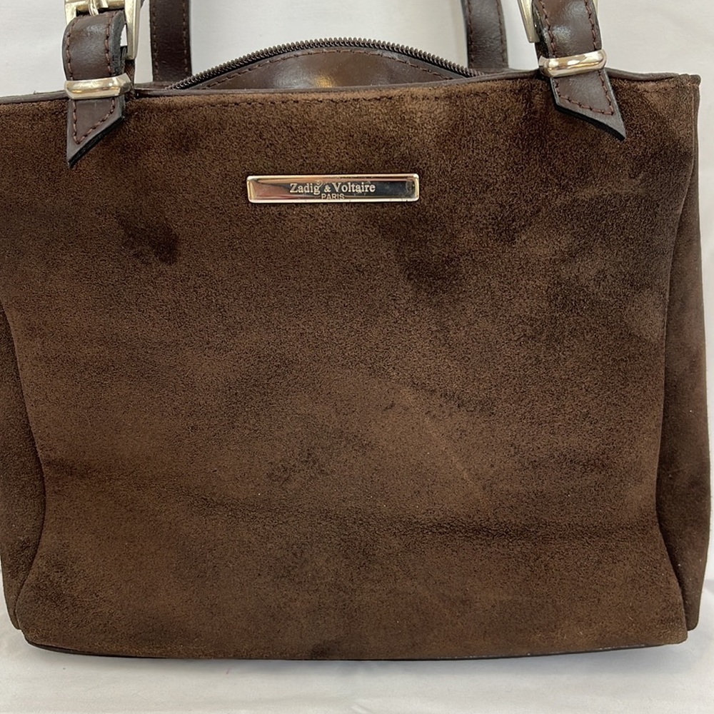 Zadig and Voltaire brown leather shoulder bag/purse handbag  zip top